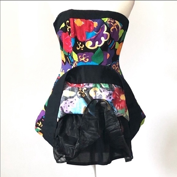 PHOEBE Couture Rainbow Strapless Dress - Picture 2 of 7